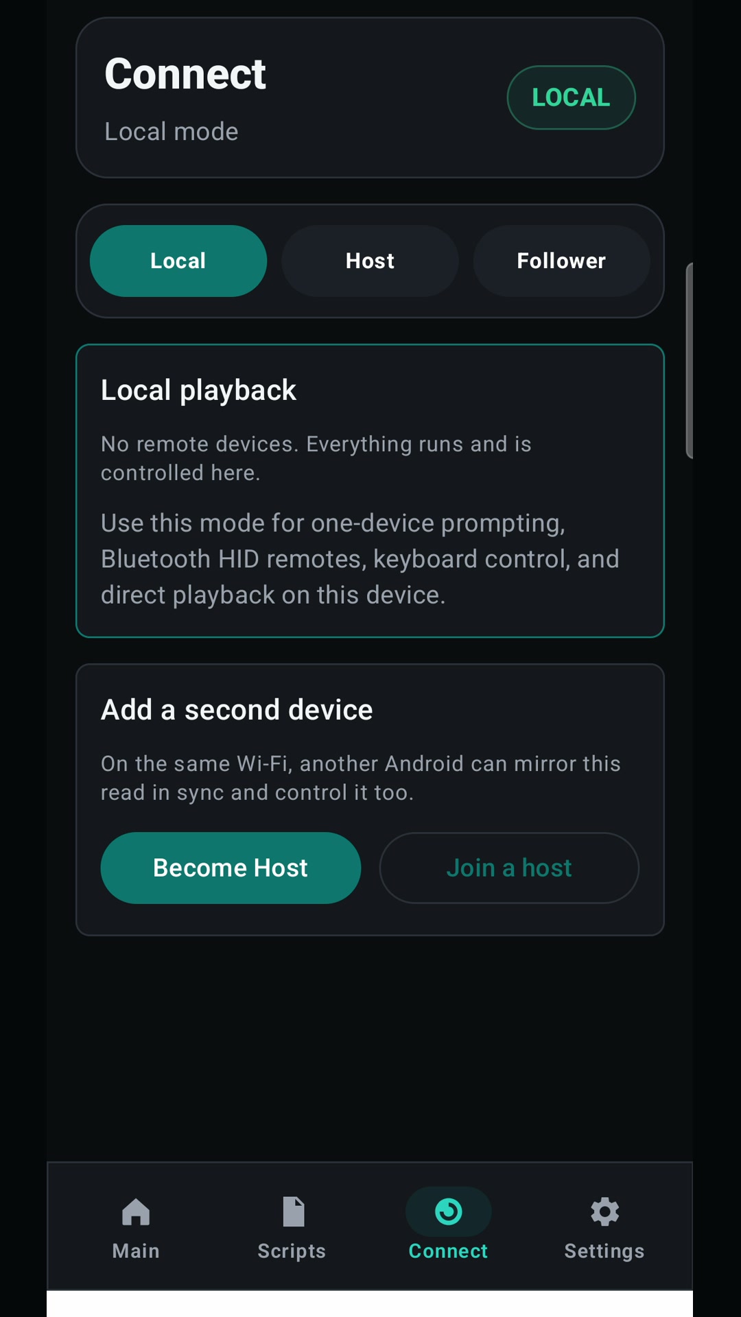 WKB Teleprompter screen for Bluetooth HID and local Wi-Fi control